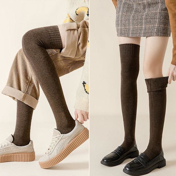 Kvinner, lår, høye sokker, ekstra lange, varme, tykke, lange, lange støvelstrømper, benvarmere, stil 1 Style 2