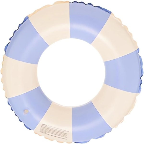 Uppblåsbar badring för vuxna, badring poolboj, retro randig PVC uppblåsbar boj simbassängboj Blue