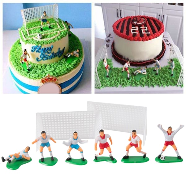 1 sæt cupcake dekoration miniature dekorative plastik baby børn fodbold fodbold kage topper fødselsdagsfestartikler