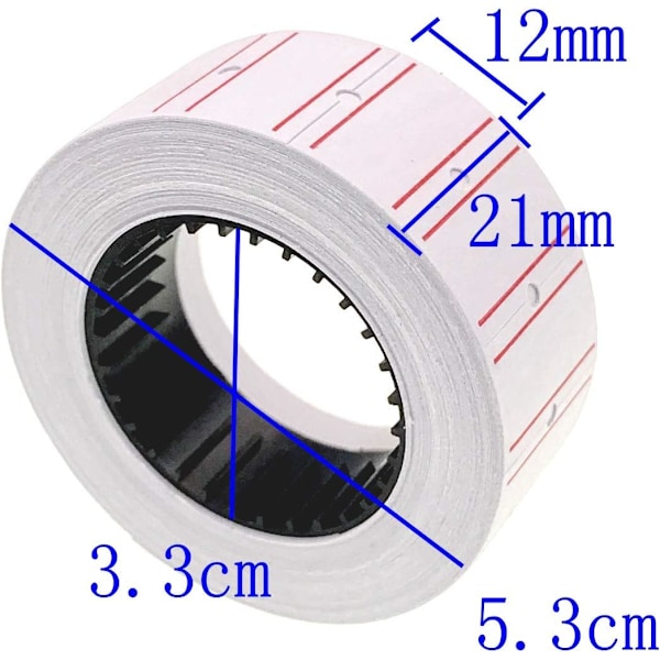 20 rullaa, yhteensä 10 000 kpl hintalappuja, 21 mm x 12 mm hintalapputarra, hintalappuja, 500 kpl rullalta