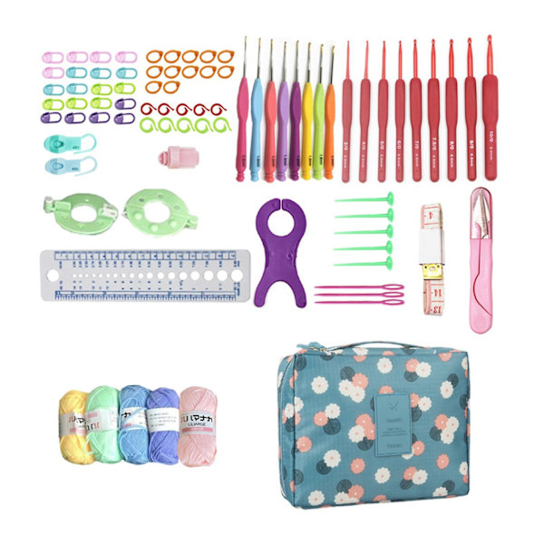 82PCS Virkningskit Nybörjare Virkningskit Ull Virkningsmaterial Kit Virkningsnybörjarset