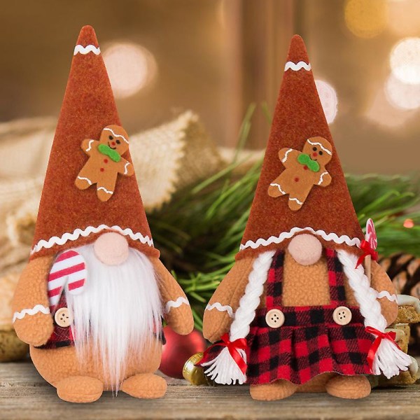 Jul Pepparkaka Gnome Plyschdocka 14828cm, 2 st Nordiska Gnome Plysch Dekoration, Svenska Nordiska Tomatformade Dockor Prydnad Samlarobjekt.