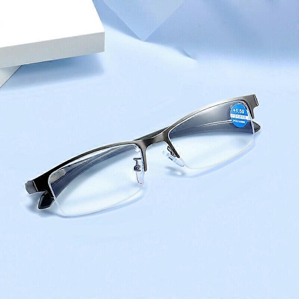 Fotokromatiske Gunmetal Progressive Multifokale Lesebriller Anti-blått Lys Forstørrelsesglass 3.50 strength