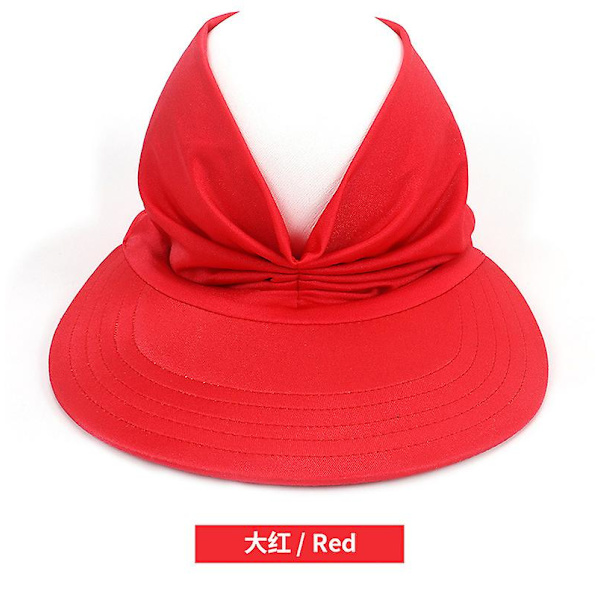 Kvinde Solskygge Baseball Cap Dame Uv Resistent Adultelastisk Hul Cap Red
