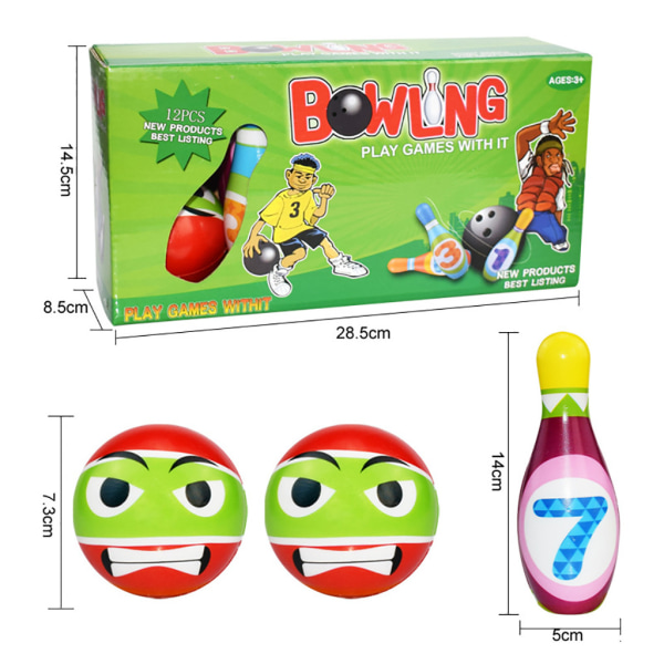 Bowling Play Set Skumball Leke Gave Pedagogisk Tidlig 10 Pins og 2 Ball Innendørs