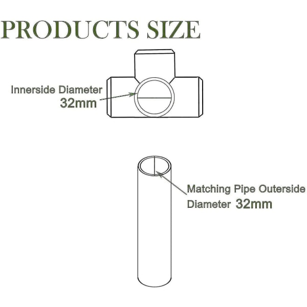 10 kpl 32mm PVC 4-suuntainen huonekaluliitin