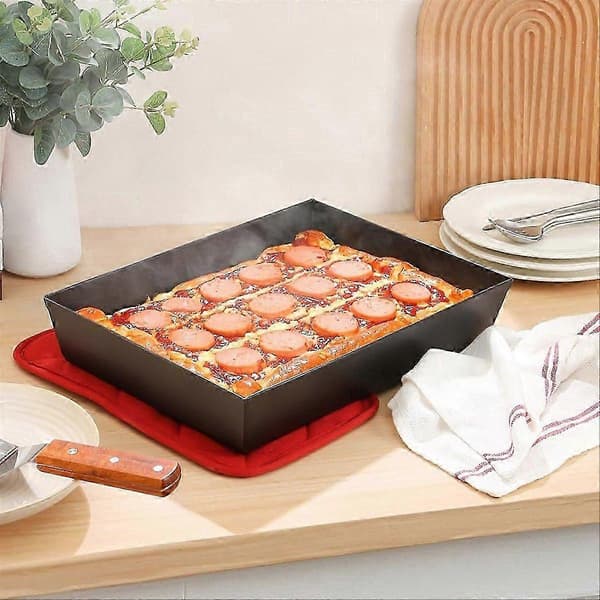 Detroit Style Pizza Pan Hårda Rektangulära Pizzapannor Non Stick Siciliansk Stil Pizzapanna Förkryddad Bakform
