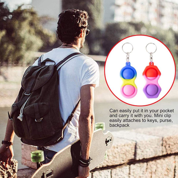 2-Pack Mini Silikon Bubble Flip Plater for stressavlastning - Nøkkelring telefonkjede anheng (kamoflasje)