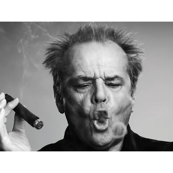 Canvasmaleri Poster Jack Nicholson Cigar Foto Sort Hvid Vægkunstighed Ingen Ram (40*60cm) Betterlifefg