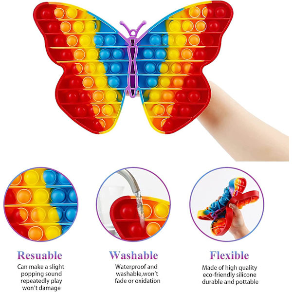 Jumbo Big Butterfly Pop Fidget Toy It Rainbow Giant Popper Popitsfidgets Large Huge Mega Xl 100 Poppit Popets Bubble Popping Sensory Anxiety Stress Re