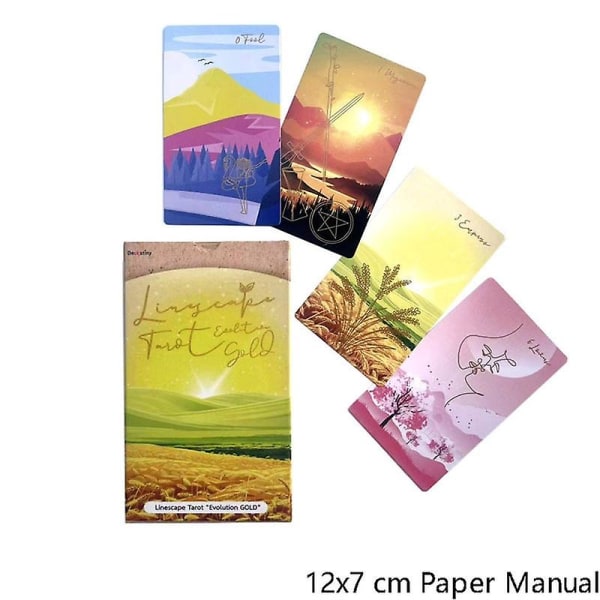 12x7 Cm Linescape Tarot Golden Edge Kortspill Papirhåndbok