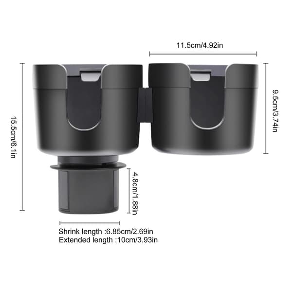 2 i 1 Bil Multifunksjon Koppholder Justerbar Koppholder Ekspander Adapter Basebrett For Kaffe Drikkeflasker Biltilbehør| |