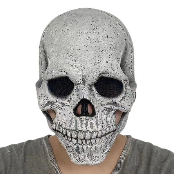 Halloween Scary Moving Jaw Skull Skeleton Latex Mask Party Cosplay Rekvisiitta Light Color