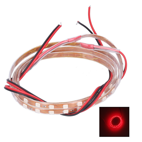 90 cm LED-nauha 90 lampulla, koristeellinen tunnelmavalaistus, 12V yleismalli autoon, moottoripyörään, punainen valo 0.1