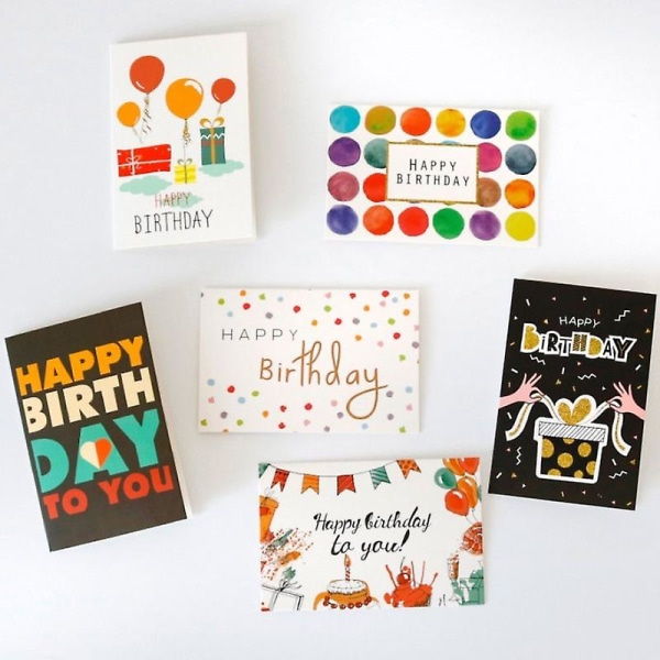 6 sæt tillykke med fødselsdagskort med kuverter og klistermærker, der er tomme onesize
