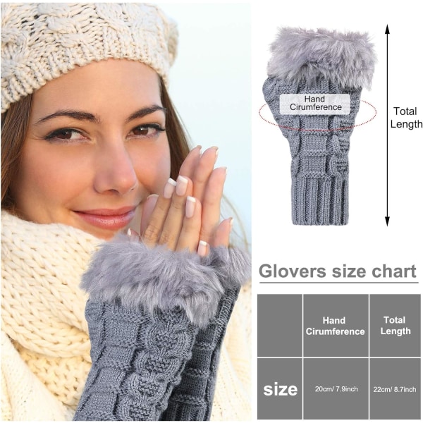 3 pairs of artificial fingerless winter gloves