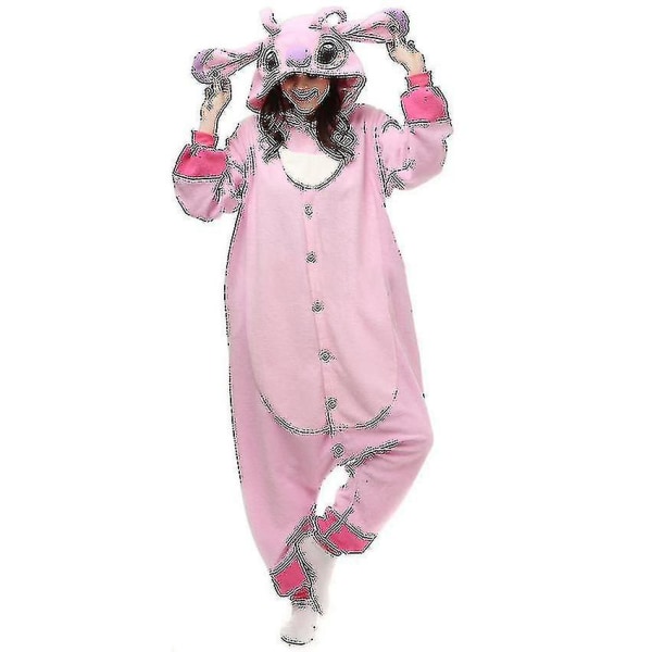 Stitch Pyjama Anime Cartoon Sleepwear Outfit Jumpsuit Z Pink XL