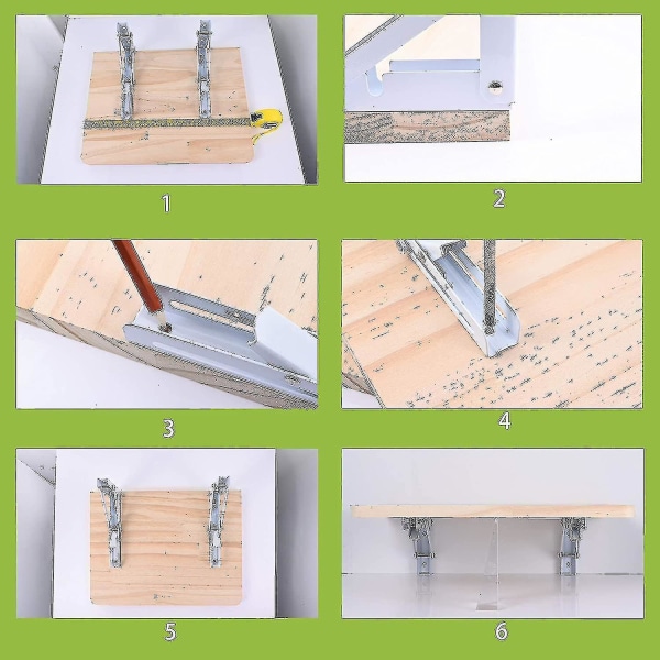 2 stk Sammenleggbare hyllebraketter - Kraftig metall sammenleggbar trekanthyllebrakett, DIY Veggmontert sammenleggbar bordhengsel, plassbesparende for benkbord-