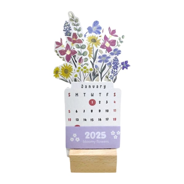 2025 Bloomy Flowers Bordkalender White