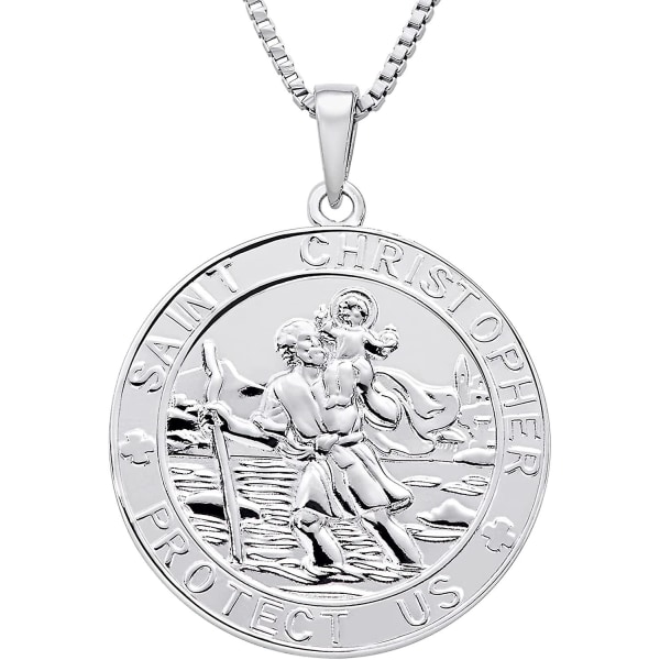 St. Christopher Smycken 925 Sterling Silver, Antiqued Religious Protector Talisman hängsmycke för män kvinnor