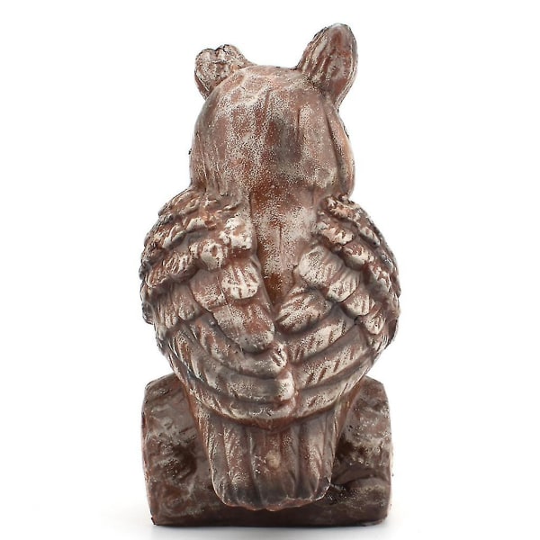 Simulation Owl Perched On Tree Statue Figurines Resin Ornament Bird Repellent