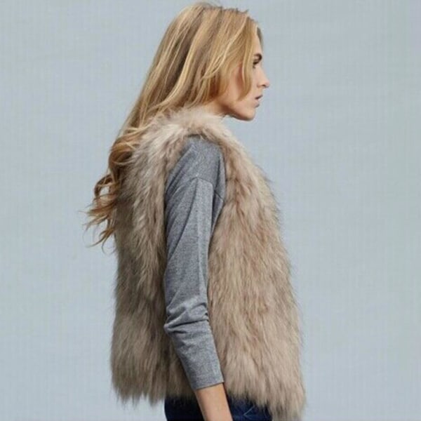 Kvinnor ärmlös fuskpäls Gilet väst Fluffy Vest Jacka Coat XL