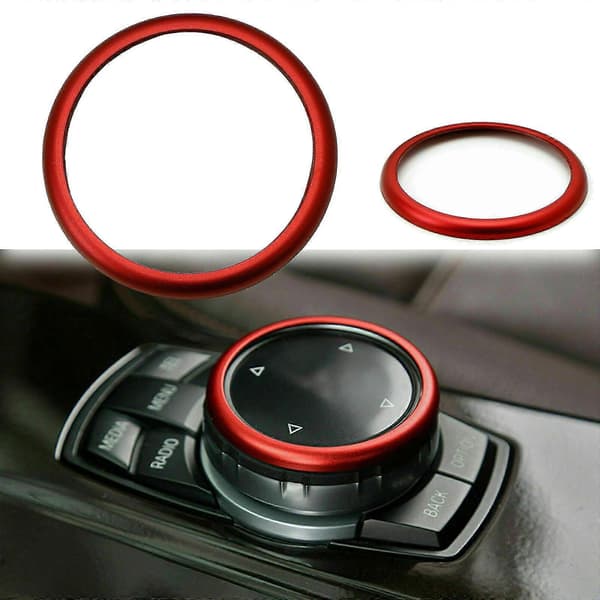 Rød Aluminium Ring Centerkonsol Idrive Multimedie Controller Knap Ring Til - 1 2 3 4 5 6 7 Serie