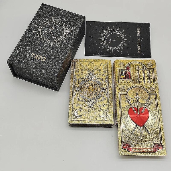 Högkvalitativ guldfolie Tarot Ryska Deluxe spådomskort Förutsägande brädspel för Rysslandsmarknaden Russian Gold