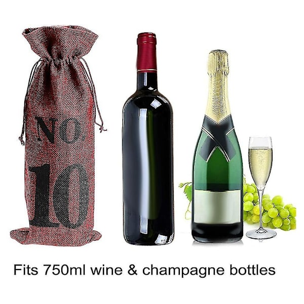 1 til 10 Burlap Vinposer Blind Vinsmagning, Vinposer Bryllup Bordnumre, Vinsmagning Tasker, Fest