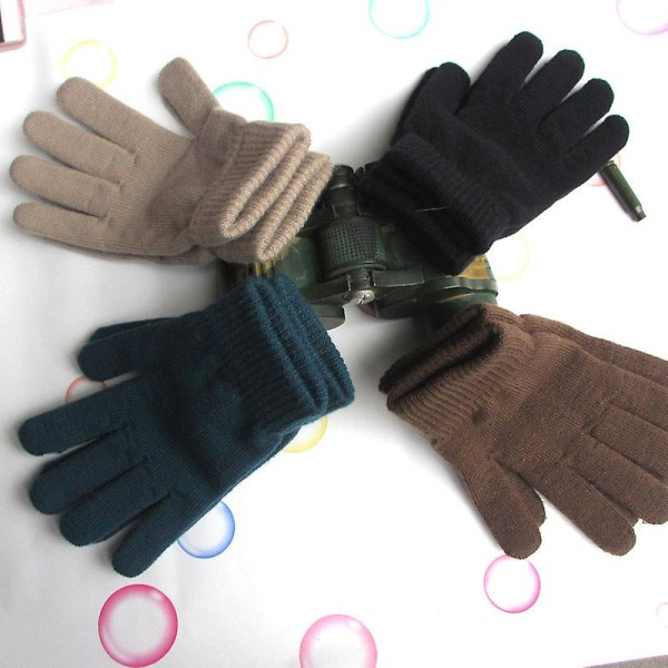 Vinterhandskar varma handskar förtjockade fleecefodrade elastiska stickade handskar för män och kvinnor köldsäkra ridhandskar Brown