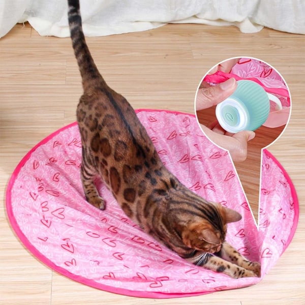 Älykäs sähköinen itsepyörivä kissanlelupallo, automaattinen 360 astetta pyörivä pallo, kissalelu sähköinen kissapallo LED-valolla, interaktiivinen kissan pallo pink