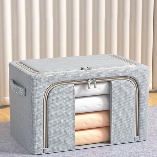 Sammenfoldelig stofopbevaringsboks Stabelbar linnedstofboks-organizer Light Grey