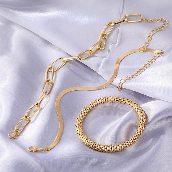 3kpl/setti Muoti Thick Chain Link Rannekorut Rannekorut naisille Vintage One Size