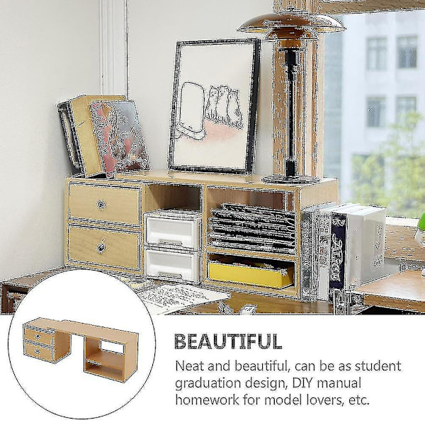 Bokhylle skrivebord tre mini skrivebord miniatyr datamaskin bord miniatyr kontorbord
