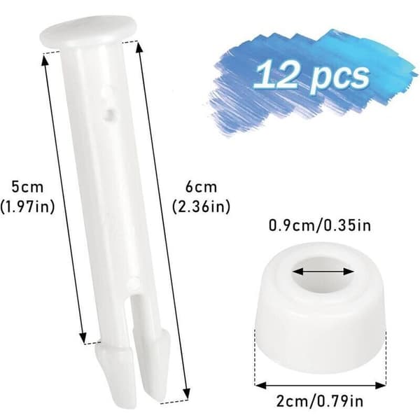12 stk. plastikstifter, Intex pool reservedele, plastik poolstift, til de fleste rammebassiner - rektangulær/rund pool (6 cm) Black
