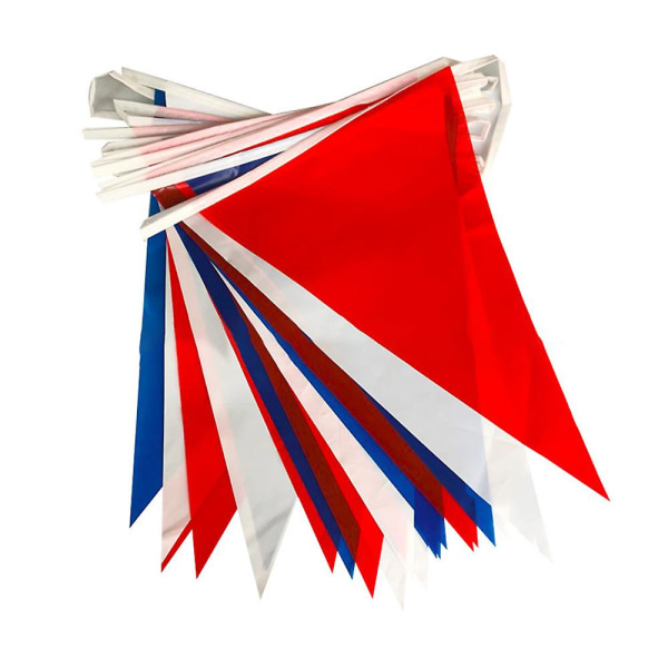Rød Blå Hvid Bunting Flag Banner Med 25 stk Vimpler Flag Dekoration Til Kong Charles Iii Kroning, Nationaldag, Royal Party
