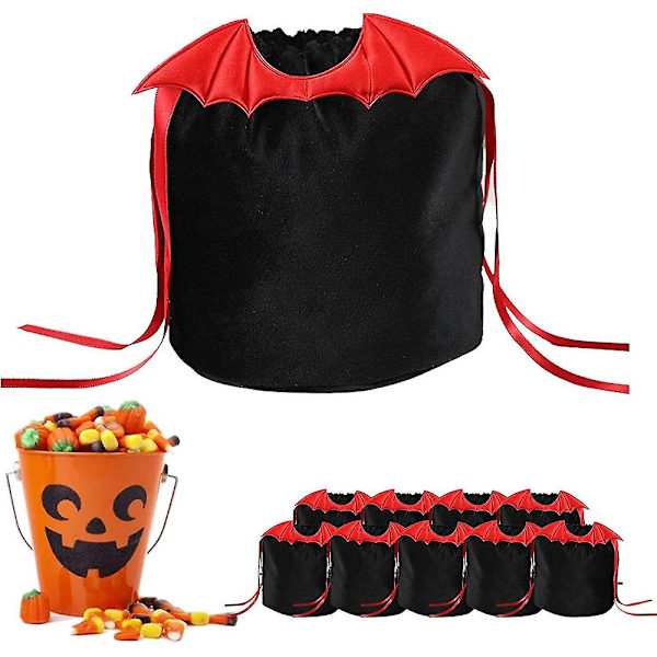 Halloween-vetoketjupussit - 10 kpl Halloween-tyylisiä lepakko-koristepusseja temppu-tai-herkku-lahjapusseja (5.12*5.91 tuumaa)
