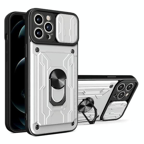 För Iphone 12 Pro Max Skjutbart Camshield Kort Telefonfodral (vit)