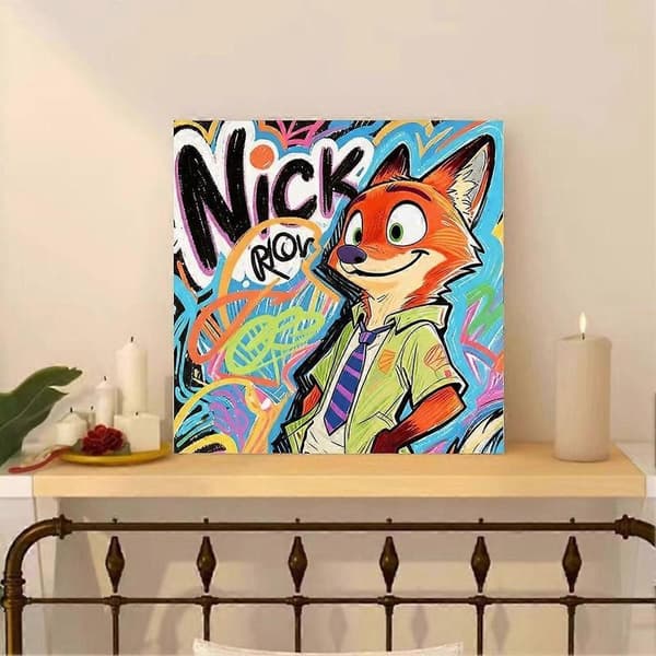 Zootopia DIY Måla efter nummer-kit Judy Hopps Nick Wilde Fan Art 20x20cm 1