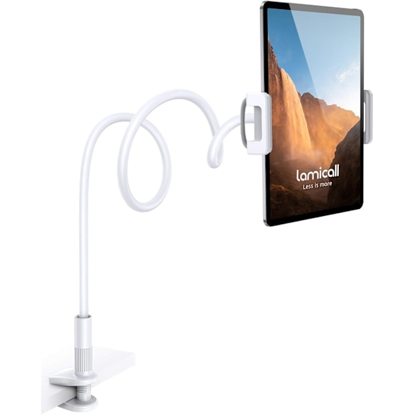 Svanehals Nettbrettholder, Fleksibel Nettbrettstativ - 36\" Lazy Arm 360 Justerbar Holder Klemme Brakett Seng for iPad Pro 9.7, 10.5, 11, 4.7-11\" Enheter white