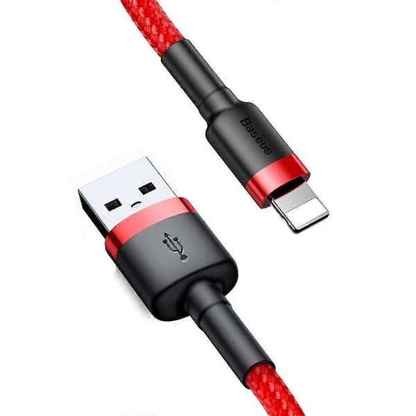 Slitesterk nylon USB-kabel - iPhone Lightning QC3 3m - rød