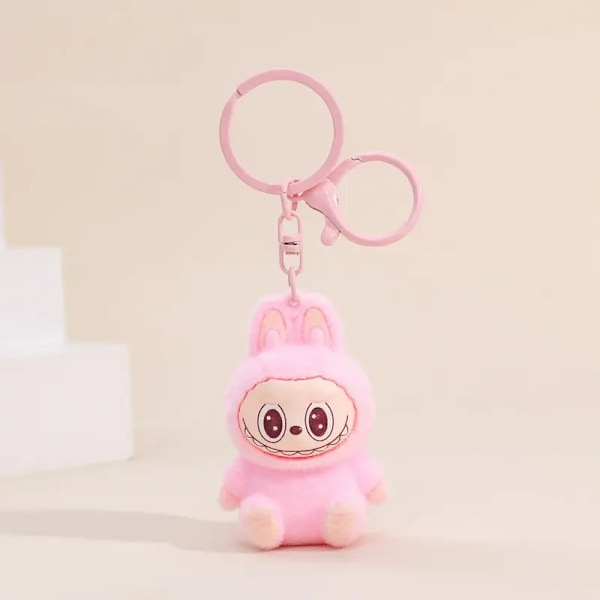 Sittende Labubu Dukke Nøkkelring Ekstern Implantering Fluff Pvc Leke Telefon Ornament Veskeanheng Bil Nøkkelring Julegaver(FMY) 4
