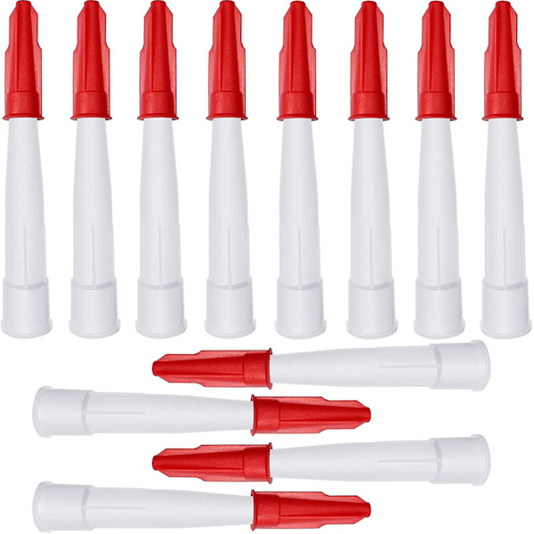 12-pack återförslutningsbara silikonrör munstycke tätningsmunstycke applikatorspets vita tätningsmunstycken med 12 röda tätningsmunstyckslock