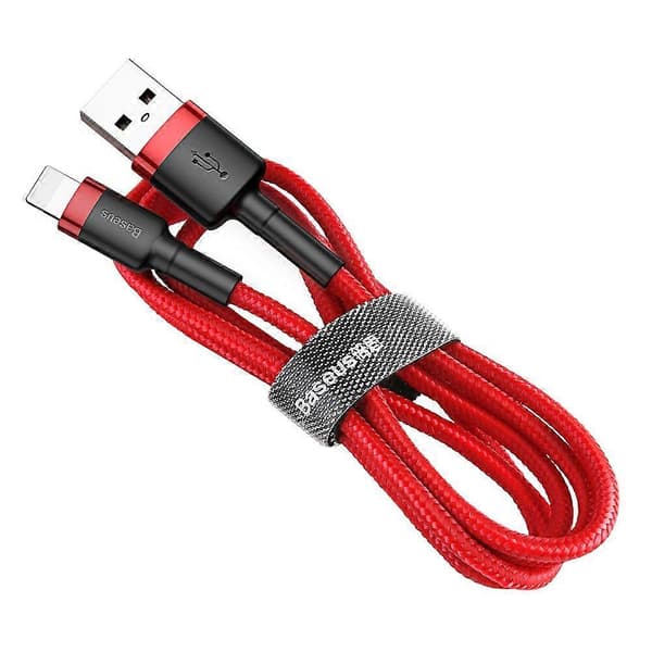 Kestävä nyloninen USB-kaapeli - iPhone Lightning QC3 3m - punainen