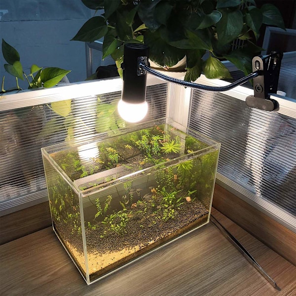 E27 med klemme og 1,8 m kabel til krybdyrlampe, maks. 150W Fleksibel sort E27 skildpadde terrarium fatning klemme varmelampe (uden pære)