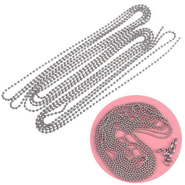 3 meter lång kulkedja 3,5 mm diameter med 10 matchande kopplingar (silver)