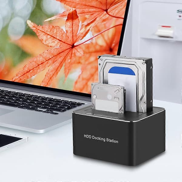 SATA USB3.0 hårddiskkabinett 2 diskar bas 5 Gbps supersnabb duplicator klon UK