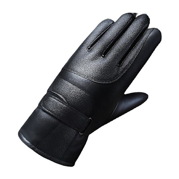 Fleece-foret tykkelse koldsikret pu varme bomulds handsker kørsel motorcykel vind og regn bevis læder handsker Palm non-slip cloth