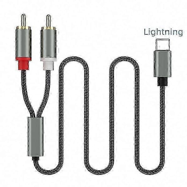 Lightning til RCA-lydkabel: 1m Y-splitter kompatibel med iOS & DJ-controllere