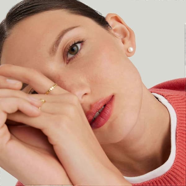 2025 925 Sterling Sølv Perle Øredobber Studs Sett - Hypoallergene Små Skinnende Studs for Kvinner, 6 Par